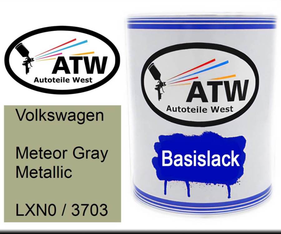 Volkswagen, Meteor Gray Metallic, LXN0 / 3703: 1L Lackdose, von ATW Autoteile West.
